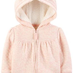 Simple Joys by Carter's Baby Girls' Hooded Sweater Jacket with Sherpa Lining, Pink, 18 Months