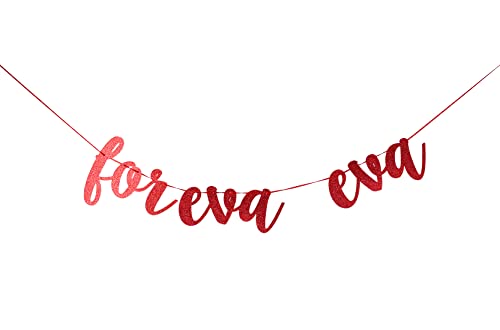 Foreva Eva Red Glitter Paper Banner, Wedding/Engagement/Valentine's Day Party Decor, Forever and Ever Banner