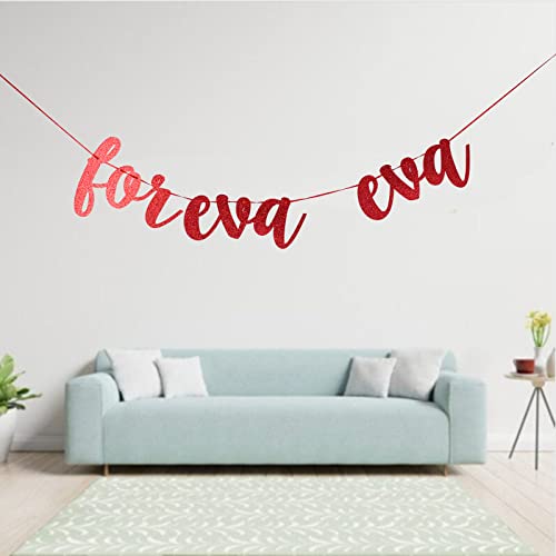 Foreva Eva Red Glitter Paper Banner, Wedding/Engagement/Valentine's Day Party Decor, Forever and Ever Banner