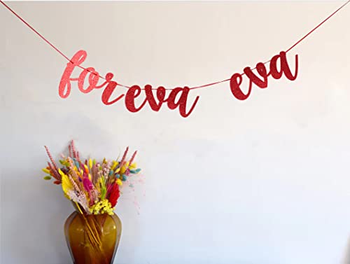 Foreva Eva Red Glitter Paper Banner, Wedding/Engagement/Valentine's Day Party Decor, Forever and Ever Banner