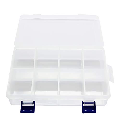 Heyiarbeit 8 Grids Plastic Organizer Container Storage Box Adjustable Divider Removable Grid Compartment, Premium Small Parts Organization Clear 1pcs