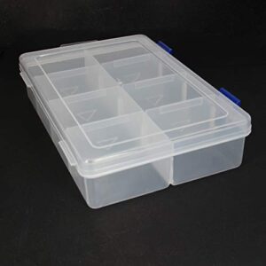 Heyiarbeit 8 Grids Plastic Organizer Container Storage Box Adjustable Divider Removable Grid Compartment, Premium Small Parts Organization Clear 1pcs