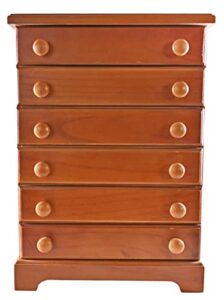 home-x 6-drawer organizer for sewing, spools of thread, craft supplies, makeup, or jewelry, wood with cherry finish, 17″ l x 6 ¾” w x 11 ¾” h
