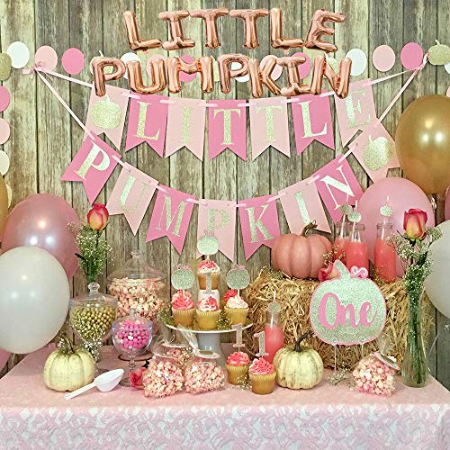 Little Pumpkin 16" Letter balloons Banner Champagne Gold Birthday Banners First Birthday Baby Shower Photo Prop Garland Banners Decor