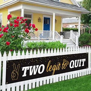 large two legit to quit banner backdrop,happy 2 years old birthday banner background photo booth, decorations supplies for baby birthday party decor lawn sign yard sign 9.8×1.6 feet