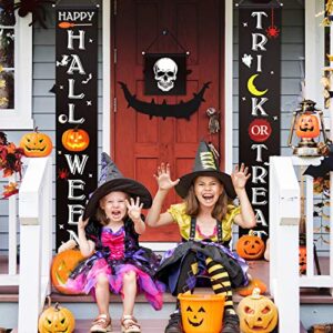 Halloween Door Decorations, Set of 3 Ohuhu 72" x 12.4" Trick or Treat Happy Halloween Banner Outdoor Decoration Front Porch Fall Decor Door Signs for Indoor Outside Yard Party Home Decor, 600D Fabric