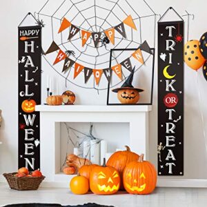 Halloween Door Decorations, Set of 3 Ohuhu 72" x 12.4" Trick or Treat Happy Halloween Banner Outdoor Decoration Front Porch Fall Decor Door Signs for Indoor Outside Yard Party Home Decor, 600D Fabric