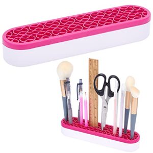 gorgecraft multipurpose sew desktop organizers silicone make up brush holder cosmetic storage box craft tool supplies stash and store for pen pencils brushes tools(hot pink)