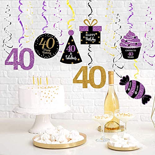 40th Birthday Decorations for Women Purple Black Gold 40th Birthday Party Hanging Decor – Women 40th Birthday Party Decorations