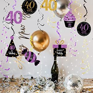 40th Birthday Decorations for Women Purple Black Gold 40th Birthday Party Hanging Decor – Women 40th Birthday Party Decorations