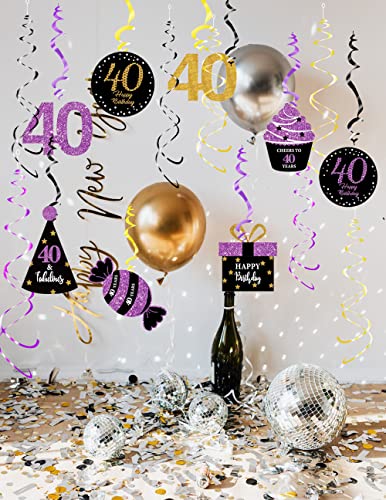 40th Birthday Decorations for Women Purple Black Gold 40th Birthday Party Hanging Decor – Women 40th Birthday Party Decorations