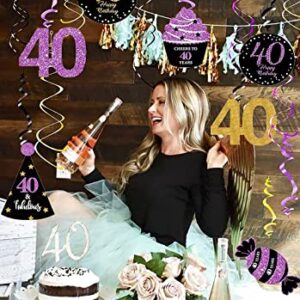 40th Birthday Decorations for Women Purple Black Gold 40th Birthday Party Hanging Decor – Women 40th Birthday Party Decorations