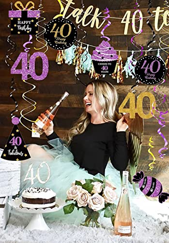 40th Birthday Decorations for Women Purple Black Gold 40th Birthday Party Hanging Decor – Women 40th Birthday Party Decorations