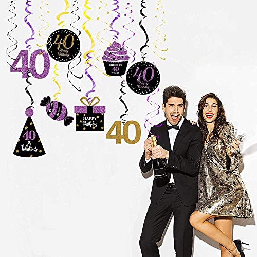 40th Birthday Decorations for Women Purple Black Gold 40th Birthday Party Hanging Decor – Women 40th Birthday Party Decorations