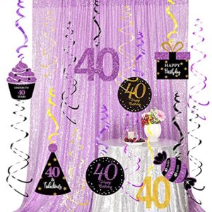 40th Birthday Decorations for Women Purple Black Gold 40th Birthday Party Hanging Decor – Women 40th Birthday Party Decorations