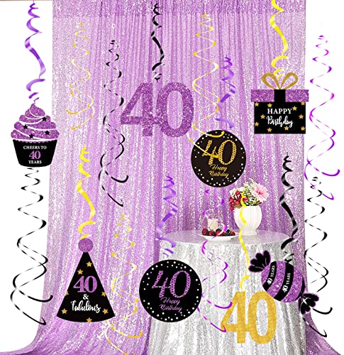 40th Birthday Decorations for Women Purple Black Gold 40th Birthday Party Hanging Decor – Women 40th Birthday Party Decorations