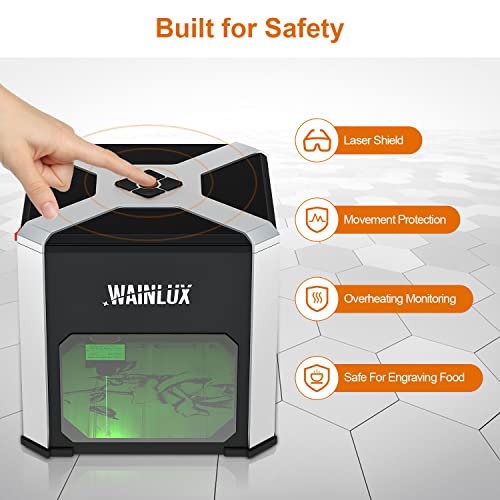 Laser Engraver WAINLUX K6 Pro, 3000mW Laser Engraving Machine, 0.05mm Accuracy, BT Connection Portable Mini Laser Cutter Engraver Tool for Wood Vinyl Leather Glass, DIY Art, Logo Design