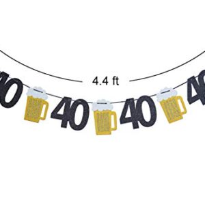 Beer birthday Glitter Banner, Beer Garland - Cheers to 40 Years Banner, 40th Birthday Banner - 40th birthday Decor