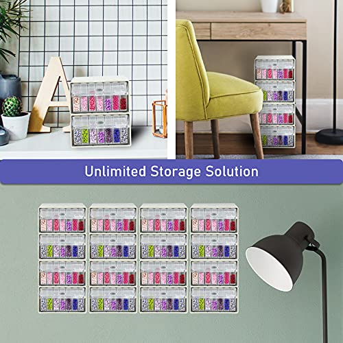 KDO Storage Containers for Diamond Painting, 2 Packs Stackable Craft Storage Organizers 70 Slots Individual Containers for Diamond Art Beads Nail Pill Rhinestones Seed