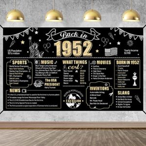 71st birthday decorations back in 1952 banner backdrop for men women, happy 71 theme birthday sign background party supplies, black gold seventy-one birthday photo poster party decor