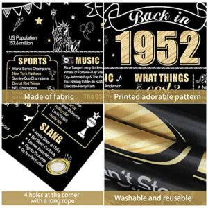 71st Birthday Decorations Back in 1952 Banner Backdrop for Men Women, Happy 71 Theme Birthday Sign Background Party Supplies, Black Gold Seventy-one Birthday Photo Poster Party Decor