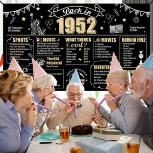 71st Birthday Decorations Back in 1952 Banner Backdrop for Men Women, Happy 71 Theme Birthday Sign Background Party Supplies, Black Gold Seventy-one Birthday Photo Poster Party Decor