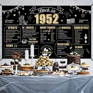 71st Birthday Decorations Back in 1952 Banner Backdrop for Men Women, Happy 71 Theme Birthday Sign Background Party Supplies, Black Gold Seventy-one Birthday Photo Poster Party Decor