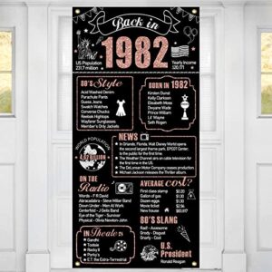41st birthday decorations back in 1982 door banner for women, rose gold happy 41 birthday door cover party supplies, forty-one 1982 bday theme backdrop sign party decor for outdoor indoor