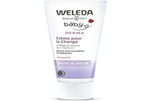weleda baby white mallow diaper care cream, 1.7 fluid ounce, fragrance free plant rich protection with white mallow, pansy, sesame and coconut oils