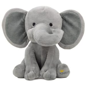 kinrex elephant stuffed animals – stuff animal plush toy for babies girls boys, elephants plushie teddy bear toys for birth stats baby shower infant newborn boy & girl, gray measures 9 inches