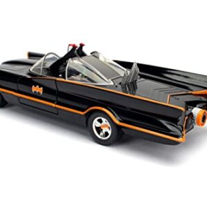 Jada Toys DC Comics 1966 Classic TV Series Batmobile with Batman and Robin figures; 1:24 Scale Metals Die-Cast Collectible Vehicle