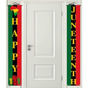 pudodo happy juneteenth porch banner black liberation african american independence day freedom front door wall sign party decoration