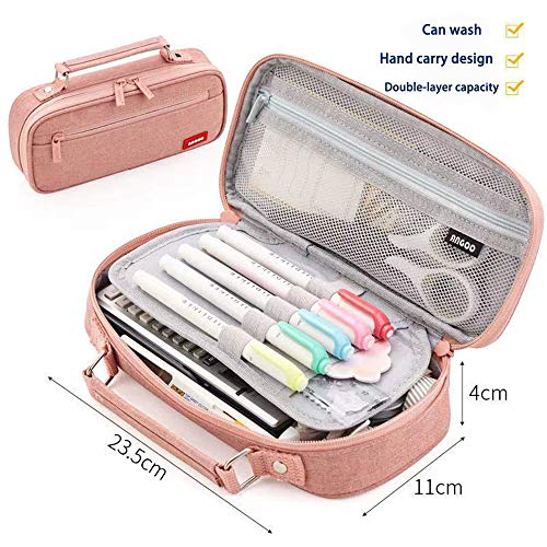 Pen case Pencil case Large capacity Fashionable Pencil case Boys Girls Elementary school students Junior high school students High school students University students For working adults(Pink)