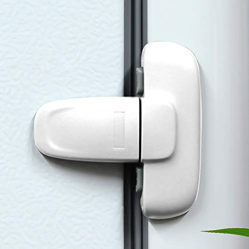 Home Refrigerator Fridge Freezer Door Lock, Latch Catch Toddler Kids Child Fridge Locks Baby Safety Child Lock, Easy to Install and Use 3M Adhesive no Tools Need or Drill(1 Pack, White)