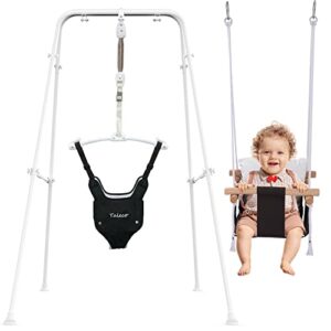 2 in 1 baby jumper & swing, baby jumper for indoor and outdoor use, baby swing with foldable stand, stable toddler swing set