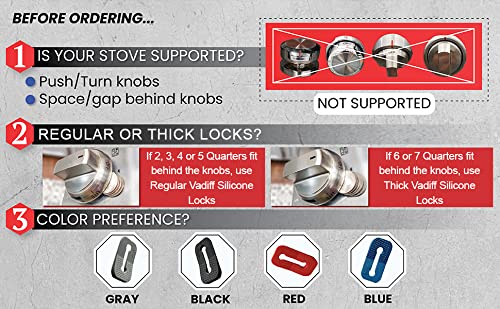 Vadiff Silicone Gas Stove Child Safety Knob Locks | Oven Knob Guard (5 Pk)(Gray)