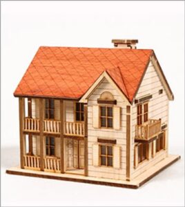desktop wooden model kit western house 1 by young modeler