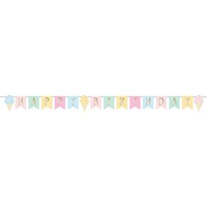 creative converting ice cream party banner, 1 ct, multi-color, banner measures 6″ x 99.5″