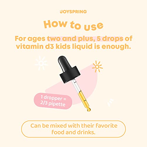 Children Vitamin D Drops - Kids Vitamin D Liquid - Vitamin D3 K2 Drops for Kids May Support Strong Bones and Healthy Immune System - Liquid Vitamin D for Kids & Children - 180 Servings