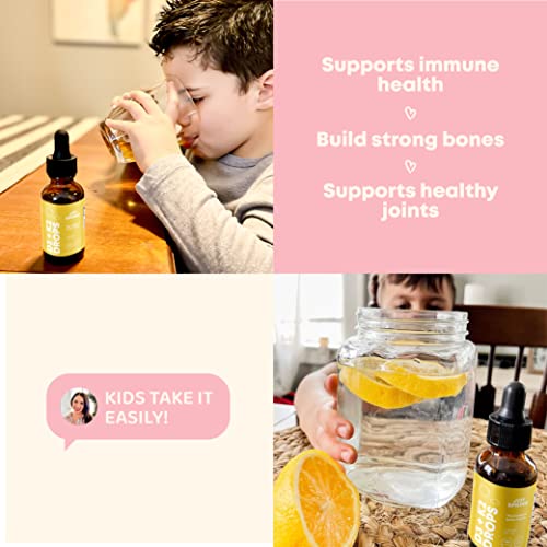 Children Vitamin D Drops - Kids Vitamin D Liquid - Vitamin D3 K2 Drops for Kids May Support Strong Bones and Healthy Immune System - Liquid Vitamin D for Kids & Children - 180 Servings