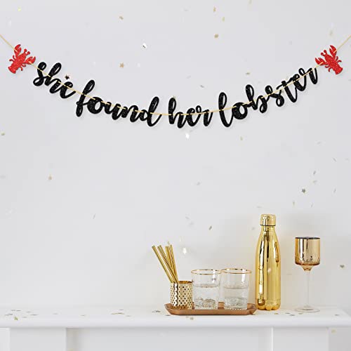 Halawawa Black Glitter She Found Her Lobster Banner - Bridal Shower/Bachelorette/Naughty Wedding/Engagement Party Decorations - Funny Friends Theme Bachelorette, Bridal Shower Party Decor