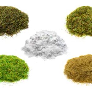 Stonehaven Miniatures Set of 5 Base & Scenery Flocks - Master Quality - Spring, Summer, Autumn, Dry Brown Static Grass (2mm) & Snow Flock for 28mm Scale War Game Miniatures - Made in USA