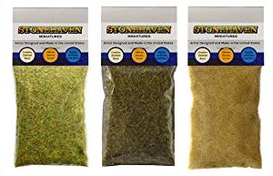 Stonehaven Miniatures Set of 5 Base & Scenery Flocks - Master Quality - Spring, Summer, Autumn, Dry Brown Static Grass (2mm) & Snow Flock for 28mm Scale War Game Miniatures - Made in USA