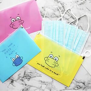 8 Pieces Plastic Face Covering Organizer Reusable Keeper Folder Portable Face Covering Storage Bag Storage Pouch Clip with Zipper