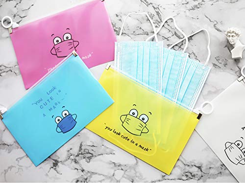 8 Pieces Plastic Face Covering Organizer Reusable Keeper Folder Portable Face Covering Storage Bag Storage Pouch Clip with Zipper