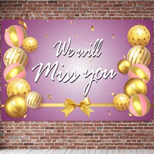 pakboom we will miss you backdrop banner – retirement going moving away farewell party decorations supplies for women – 3.9 x 5.9ft pink