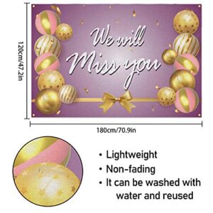 PAKBOOM We Will Miss You Backdrop Banner - Retirement Going Moving Away Farewell Party Decorations Supplies for Women - 3.9 x 5.9ft Pink