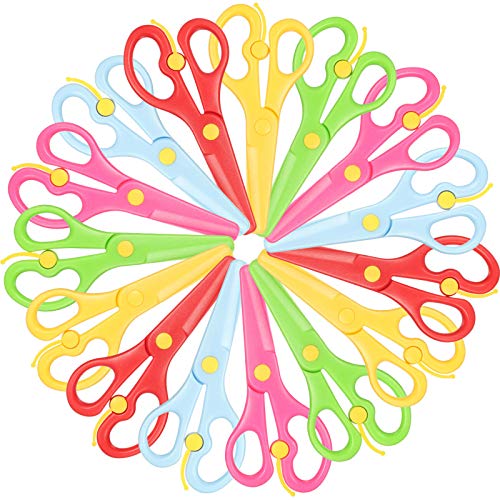 15 Pieces Preschool Training Scissors Plastic Scissors Anti-Pinch Safety Scissors for Children Art Craft Supplies