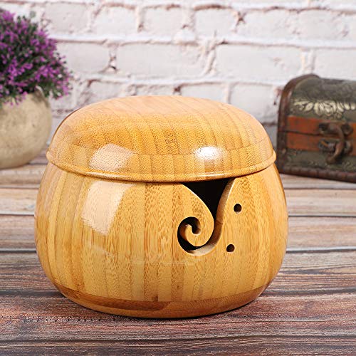 Liyeehao 6 Inch Yarn Storage Bowl, Circular Yarn Bowl, Decorative Manual Crafted Wooden for Knitting for Crochet