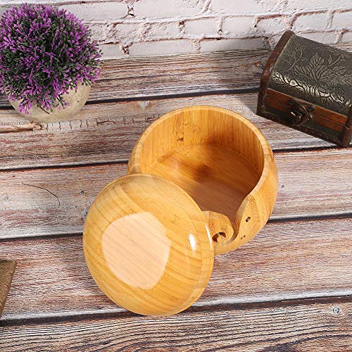 Liyeehao 6 Inch Yarn Storage Bowl, Circular Yarn Bowl, Decorative Manual Crafted Wooden for Knitting for Crochet